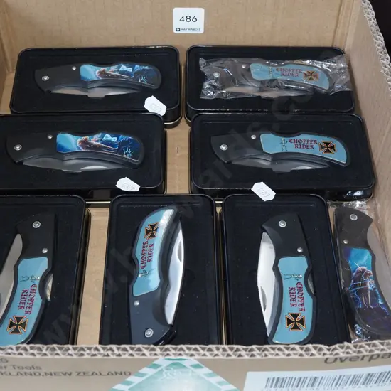 box of various as new pocket knives