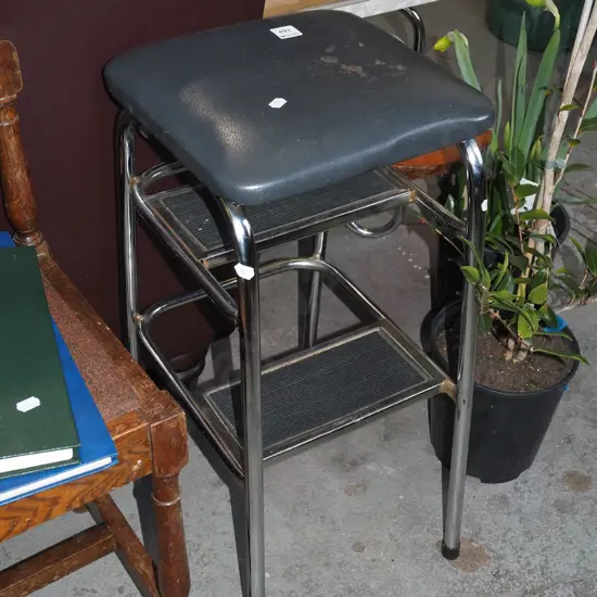 blue vinyl top stool