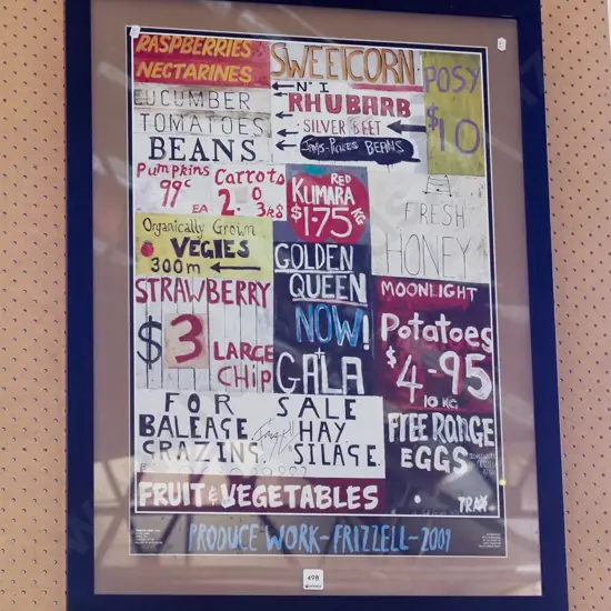 framed Dick Frizzell poster print, road side signs