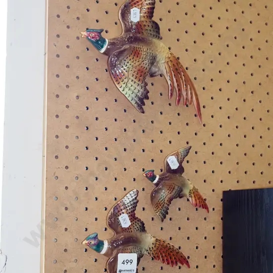 3x graduated wall mounted flying pheasants