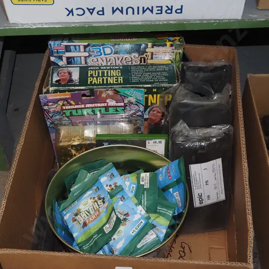 box; planter bags, board games, Countdown bricks etc