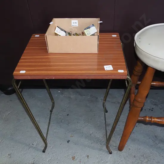 mid century wrought metal formica top end table