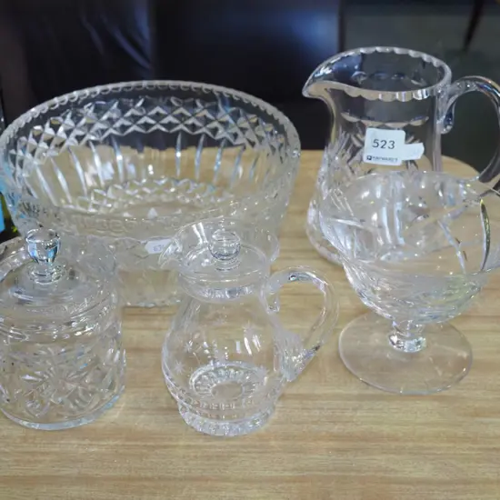 cut crystal jug, bowl, honey pot etc