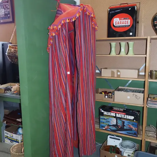 red striped cotton hanging canopy