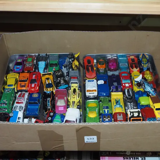 box of model vehicles