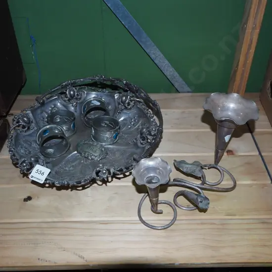 plated ware; epergnes, napkin rings, fruit bowl etc