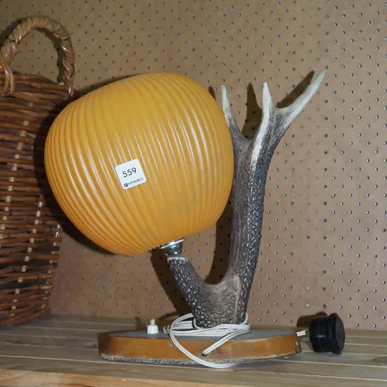 mid century antler themed table lamp