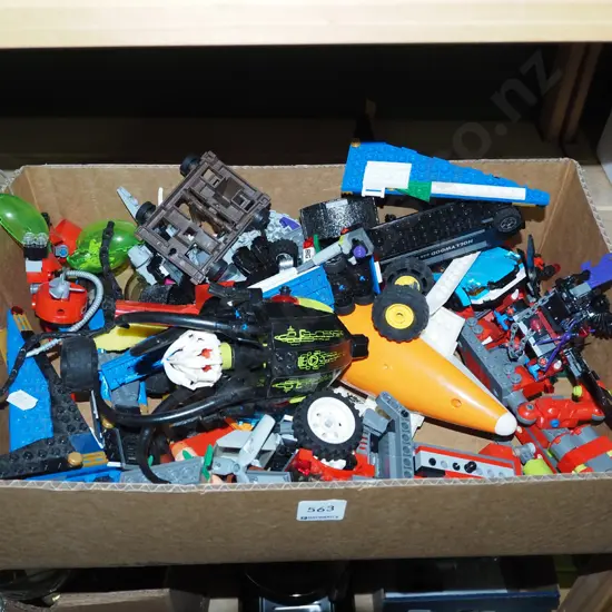box of Lego and other toys