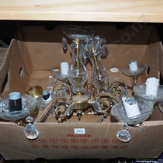 box of 2x 3 bulb chandeliers - need attention