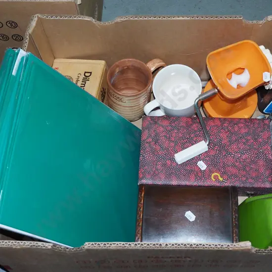 box; clears file A4 folders, bench top mincer, 12V batteries etc