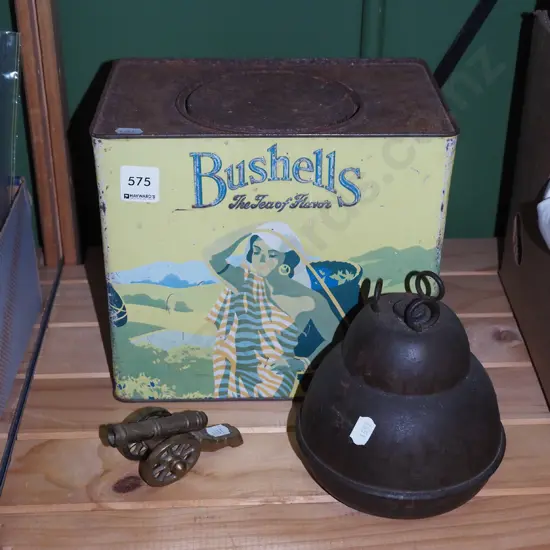 brass cannon, counter weight etc