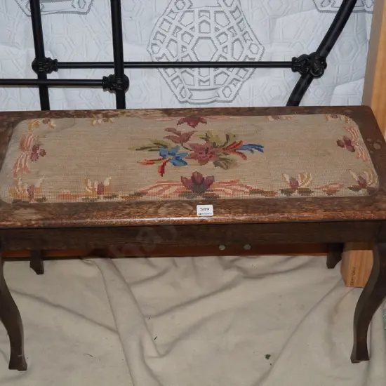 restorer's cab leg tapestry top piano stool