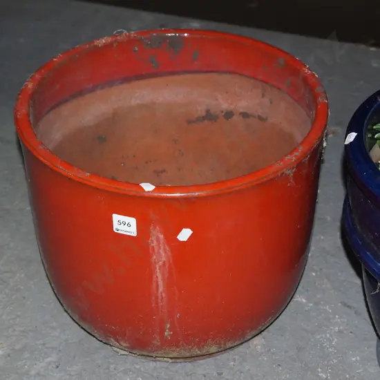 orange glazed garden planter H-300