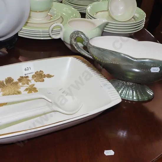 lustre ewer vase, Royal Winton salad bowl with matching servers