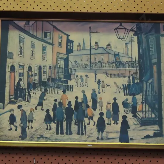 framed Lowry print - street scene
