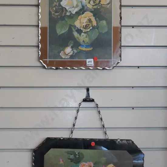 2x mirror framed roses prints - red dots