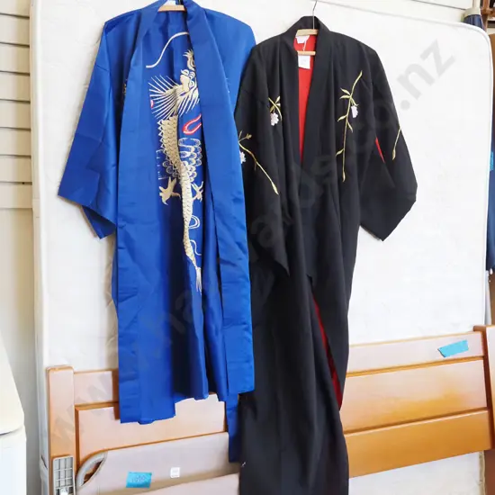 2x embroidered Asian dressing gowns