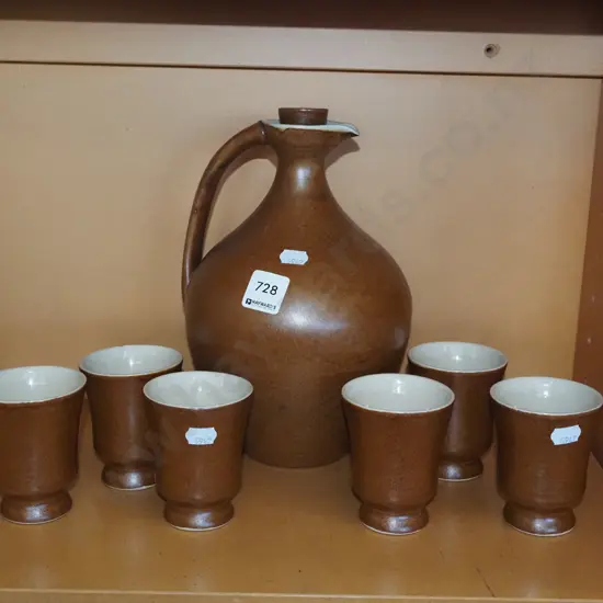 Temuka stopppered bottle and  6 goblets