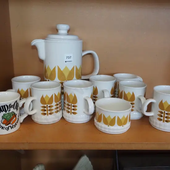 retro coffee set - crazing, soup for one