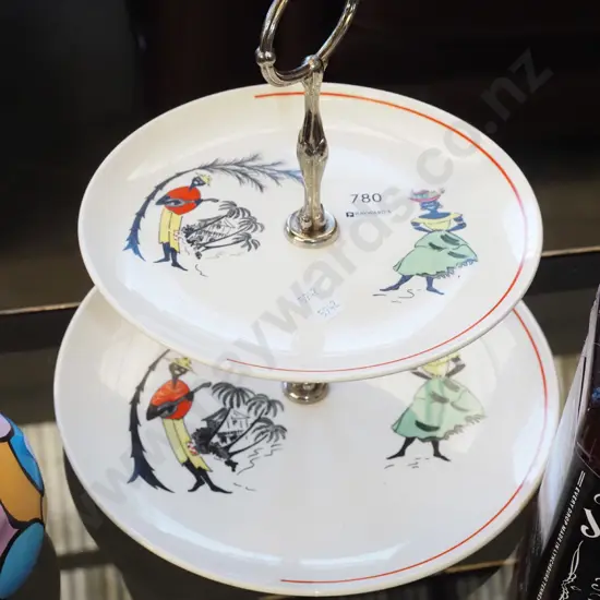 mid century 2 tier cake plate