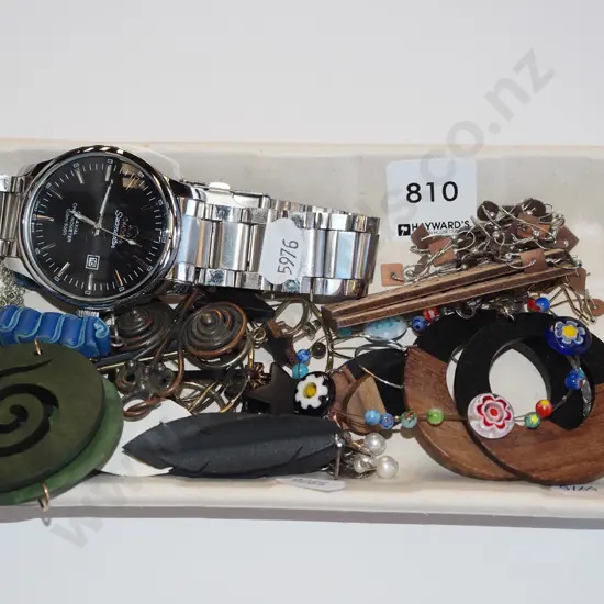 tray; watch, earrings, bracelets etc
