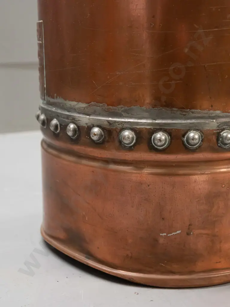 vintage copper, brass & copper plated fire extinguisher  "D. Henry & Co. Ltd. Manufacturer - Auckland" plaque. Some Image 1++