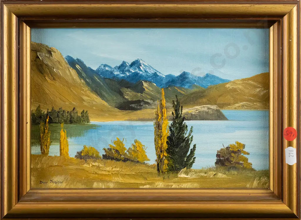 Don Parlane - oil on board lake and mountain scene H160 W245 Image 1++