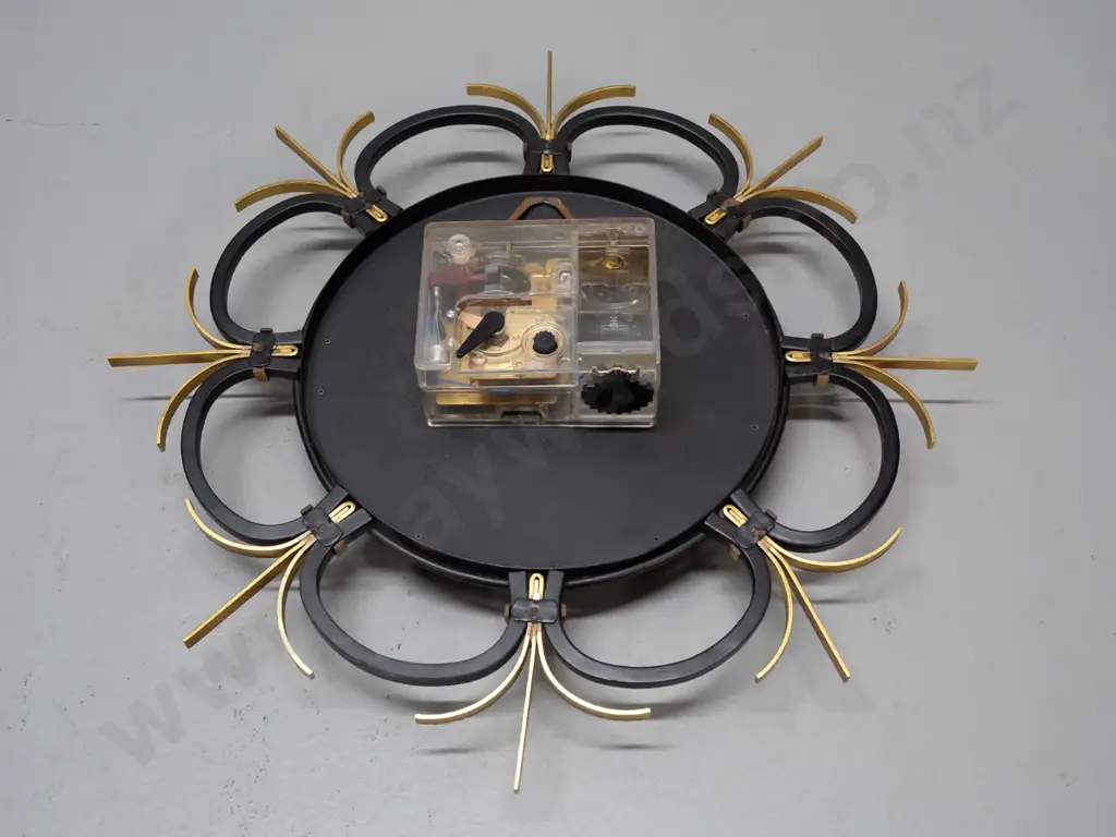 retro "Vedette" French metal cased wall clock with battery movement - minor discolouration to brass 330x330 Image 1++