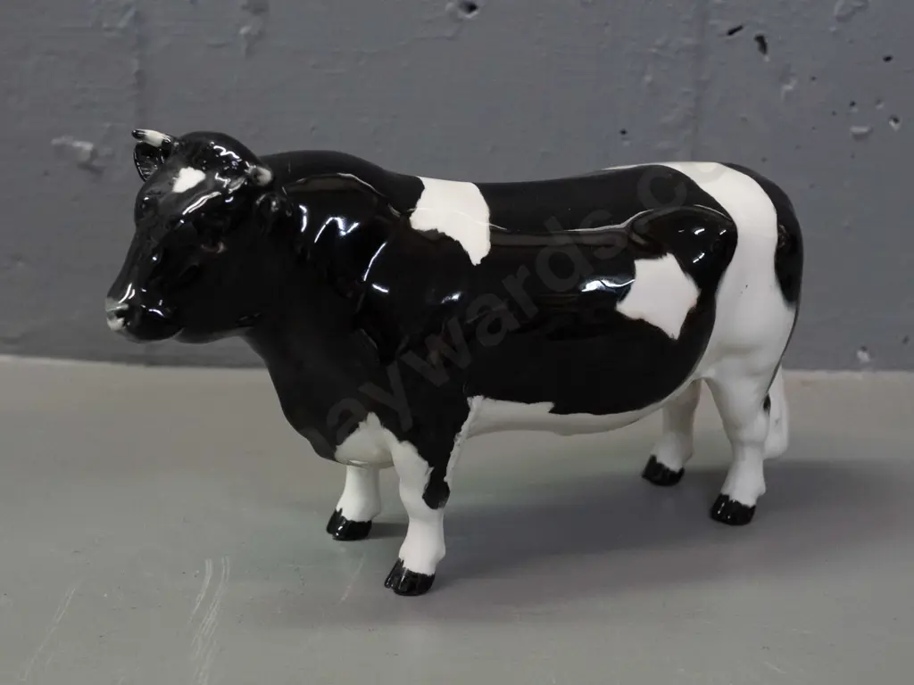 Beswick black and white bull figure, marked Coddington Hilt Bar H-120 L-200 Image 1++