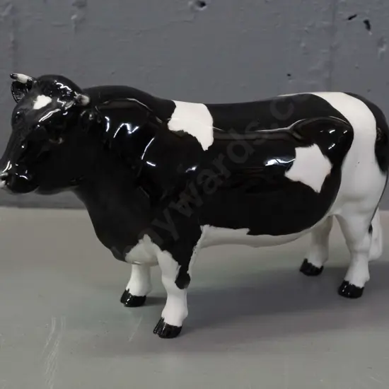 Beswick black and white bull figure, marked Coddington Hilt Bar H-120 L-200