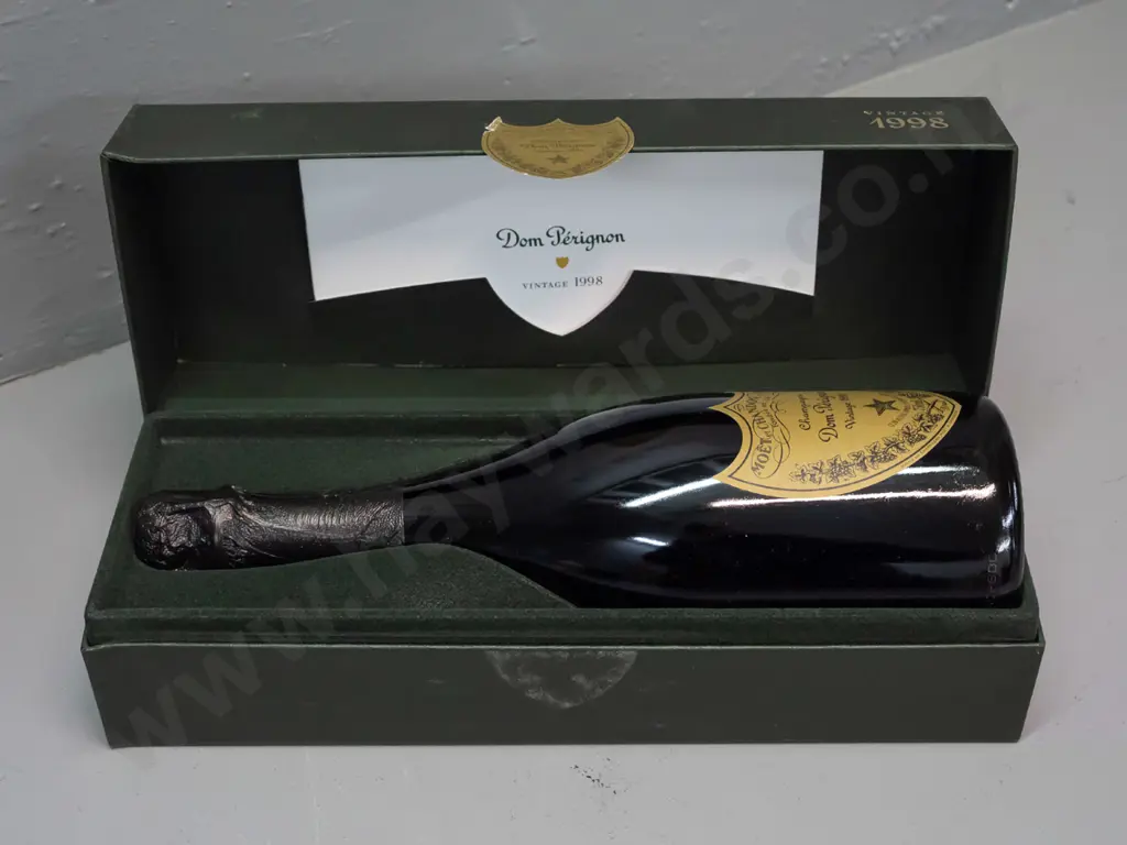 bottle of Dom Perignon champagne 1998, 750ml, in presentation box with booklet - label on box loose but bottle Image 1++