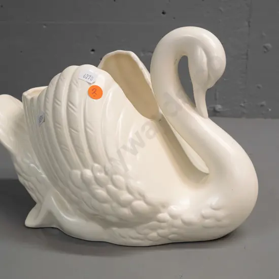 Crown Lyn large swan - crown logo and number .170. - glaze fretting inside rim on one side, some staining inside H-220