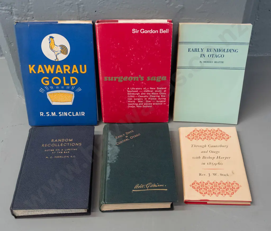 6 New Zealand books - Herries Beattie, Gilkin, other Otago and Canterbury subjects - some staining and musty smell Image 1++