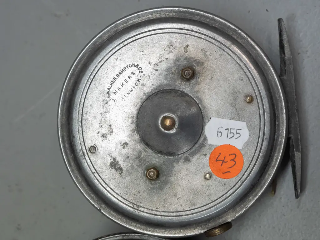 2 English fishing fly reels - JJS Walker Bampton & Co, D-95 and a JW Young & Sons Pridex, D-85 Image 1++