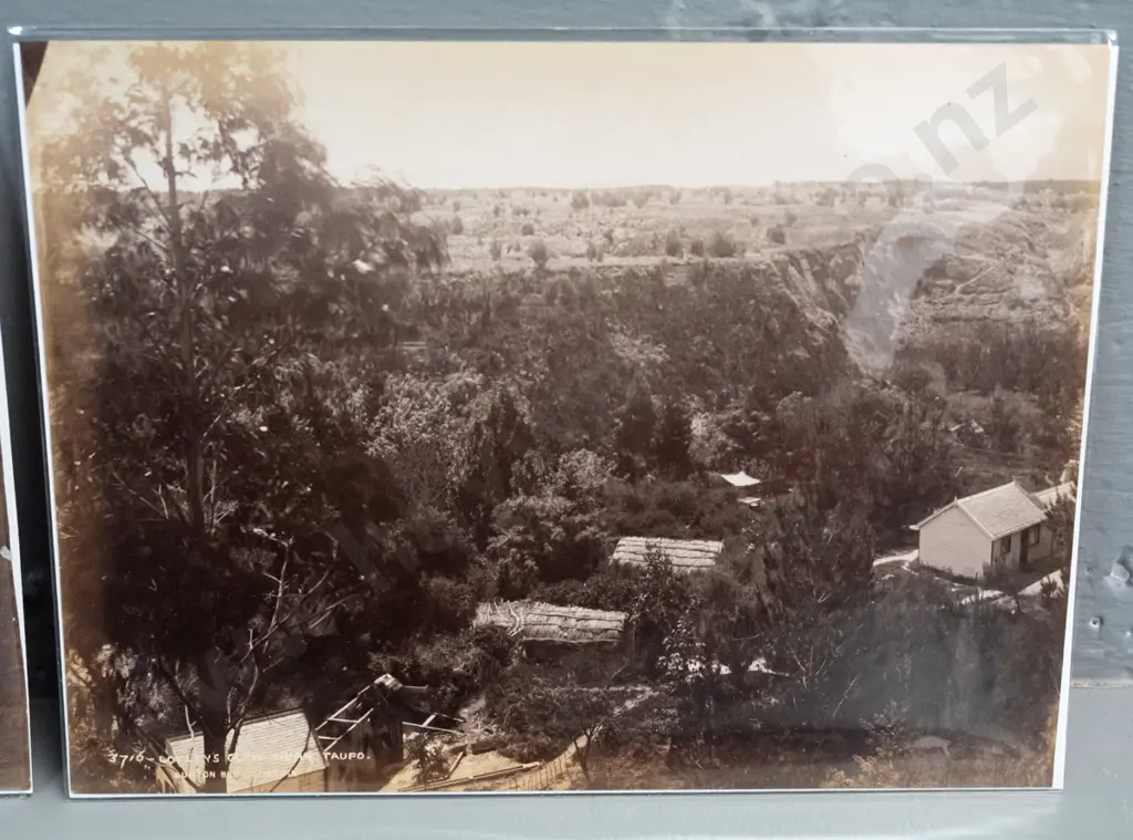 5 small vintage Burton Brothers photographs - Tongariro craters, Lake Tarawera, Taupo etc. H-145 W-195 Image 1++