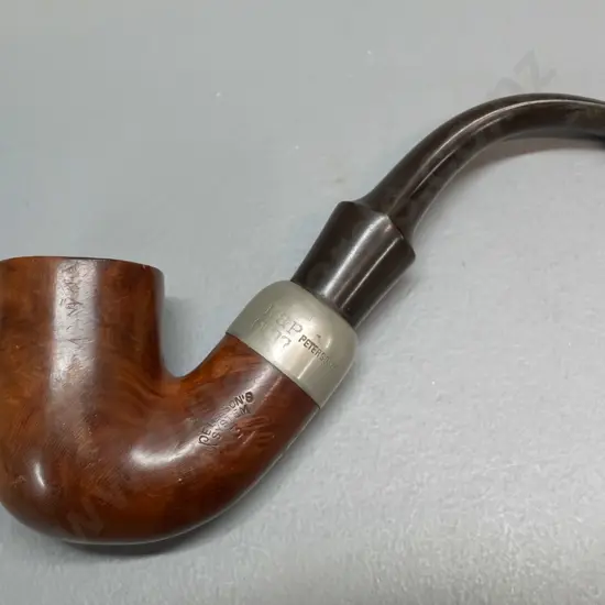 K&P Peterson smoking pipe with sterling silver collar L-130