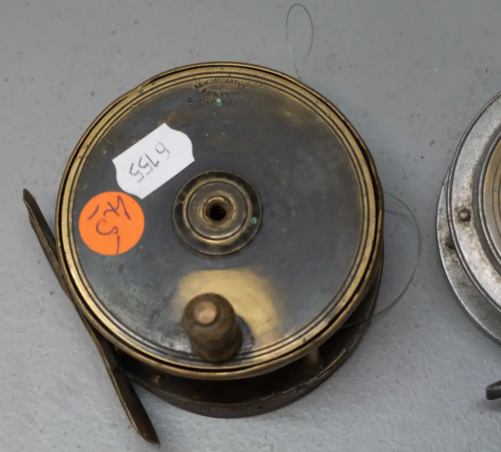 2 vintage brass & alloy fly fishing reels: A&W McCarthy Dunedin & Invercargill D-70, R. Anderson & Sons, Edinburgh D-65 Image 1++