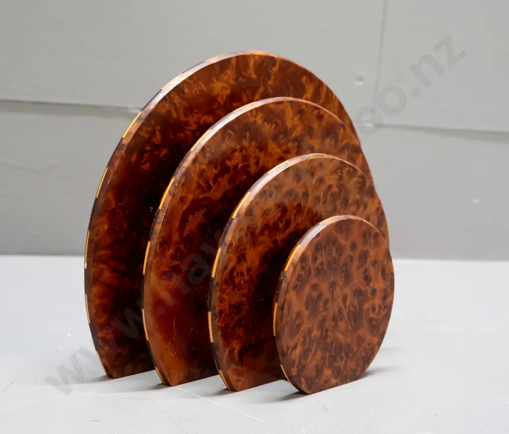 deco style letter rack - mottled timber with ebony and boxwood stringing around edges H-160 W-200 D-80 Image 1++
