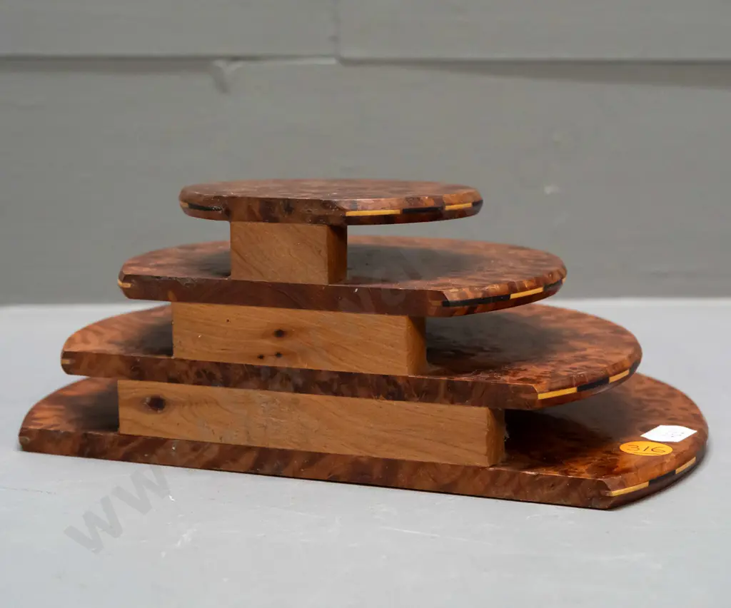 deco style letter rack - mottled timber with ebony and boxwood stringing around edges H-160 W-200 D-80 Image 1++