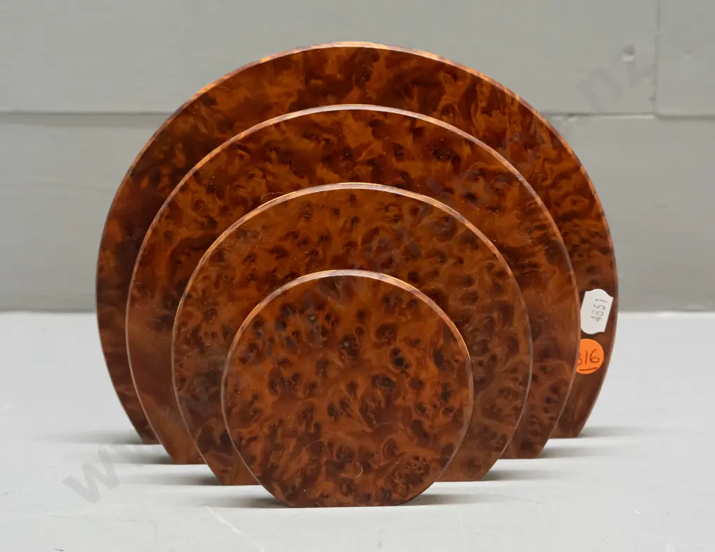 deco style letter rack - mottled timber with ebony and boxwood stringing around edges H-160 W-200 D-80 Image 1++