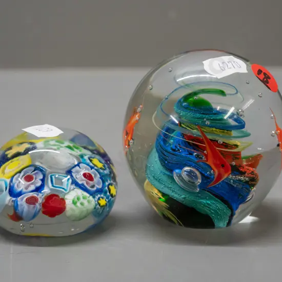 2x Murano glass paper weights Largest H80