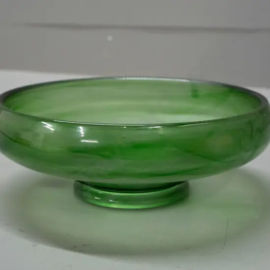 mottled green glass float bowl. H-90, D-230