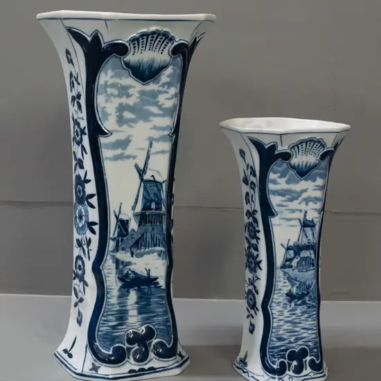 2 Delft blue & white vases - larger is H-300 145 x 145