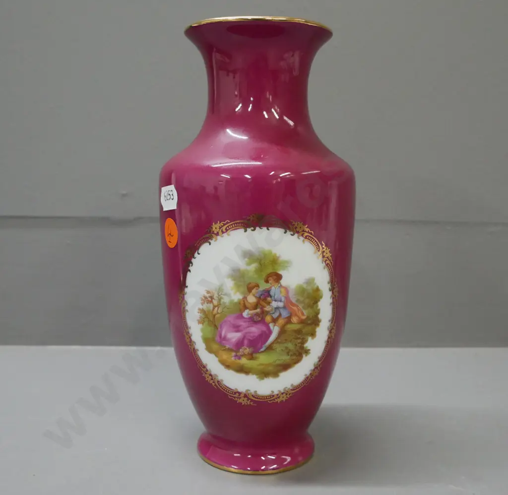 Limoges Castel (France) vase gilded w/ classical scene. H-215 D-100 Image 1++