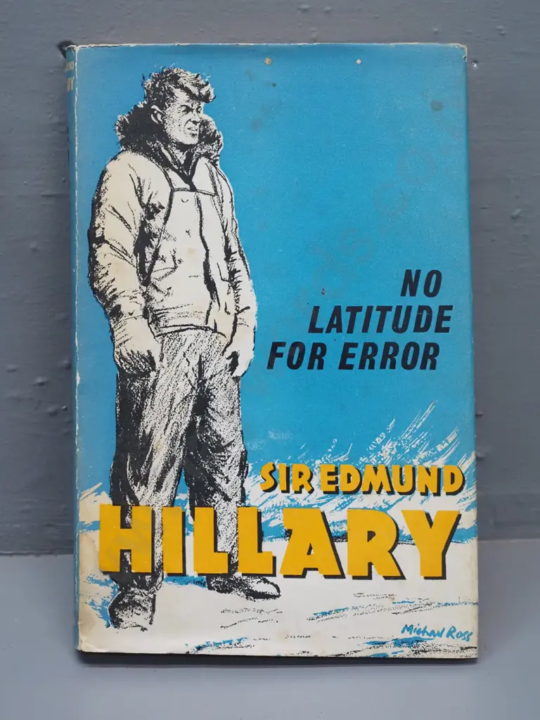 book signed by Edmund Hillary - No Latitude for Error - stains and marks to dust jacket Image 1++