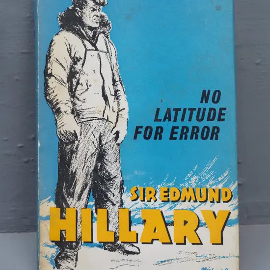 book signed by Edmund Hillary - No Latitude for Error - stains and marks to dust jacket