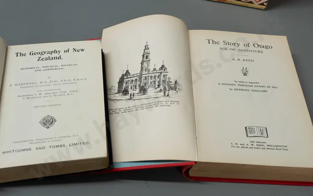 3 books: The Tongariro National Park, 1927, James Cowan, The Geography of NZ by P. Marshall, & The Story of Otago by AH Image 1++