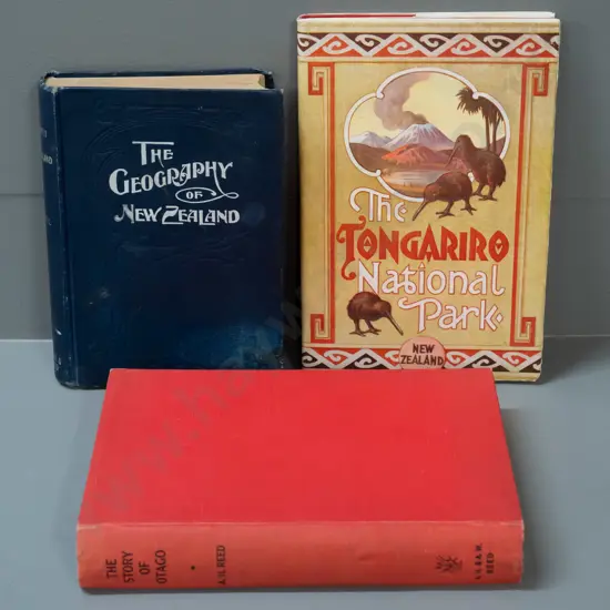 3 books: The Tongariro National Park, 1927, James Cowan, The Geography of NZ by P. Marshall, & The Story of Otago by AH