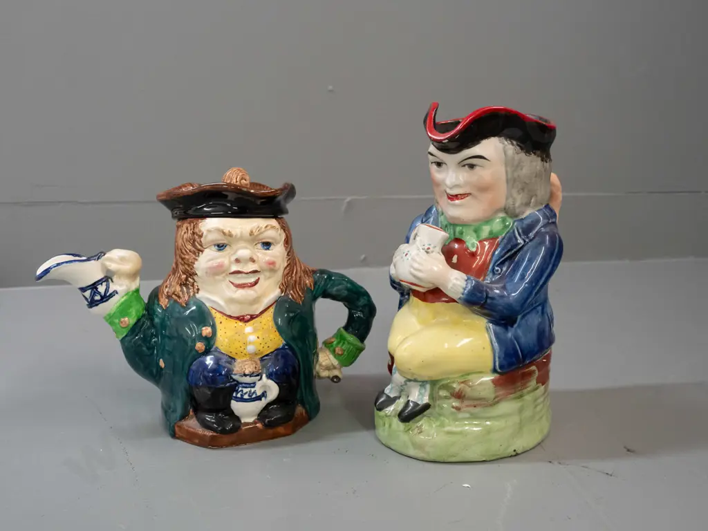 Burleigh Toby Philpott character teapot and an unmarked Staffordshire style with small chip to hat H-220 Image 1++