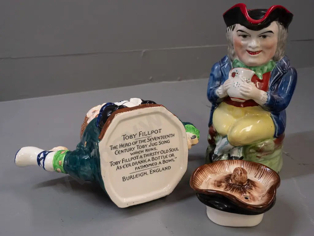 Burleigh Toby Philpott character teapot and an unmarked Staffordshire style with small chip to hat H-220 Image 1++